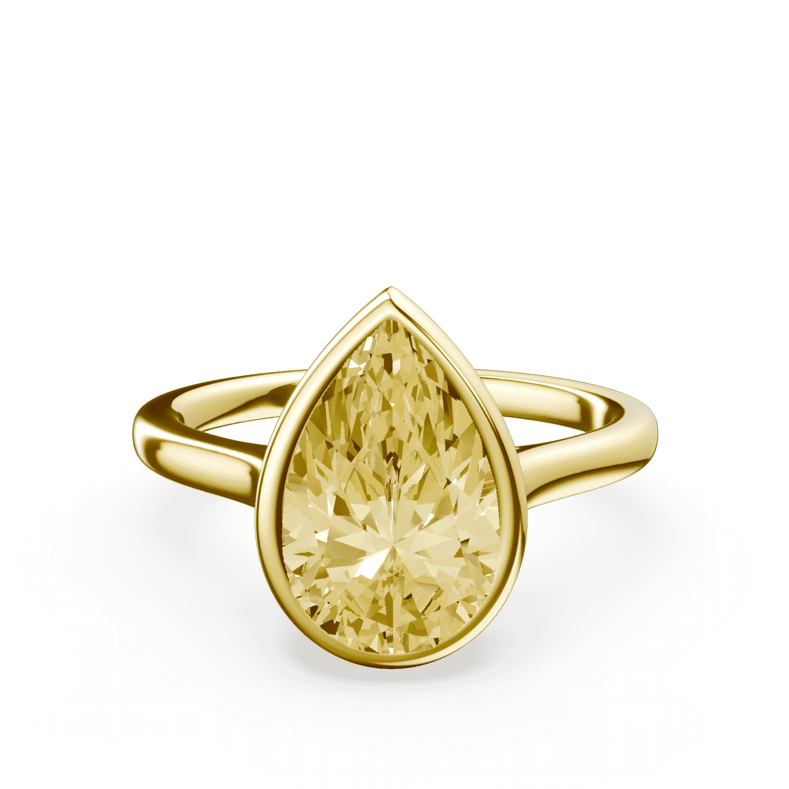 Pear Cut Cathedral Bezel Yellow Diamond Ring | Plum Diamonds