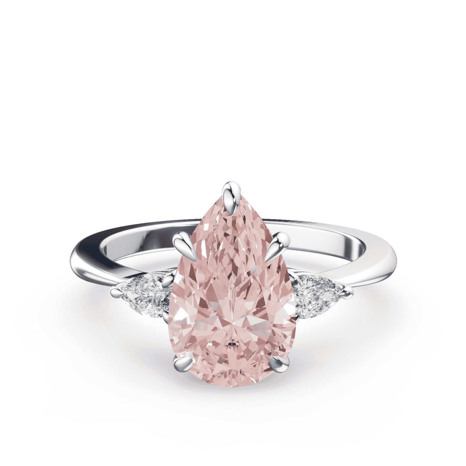 Pear Cut Three Stone Pink Diamond Ring  Plum
