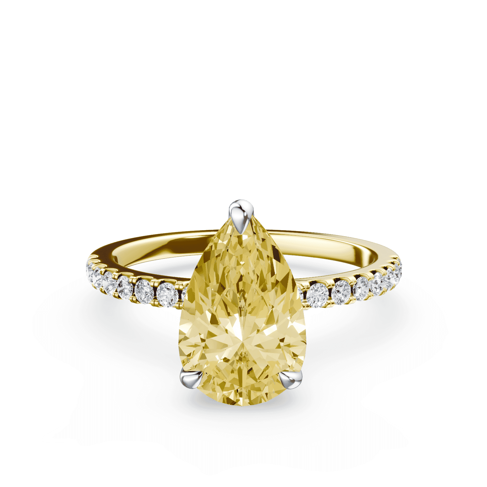 Pear Cut Yellow Diamond Pave Ring | Plum Diamonds
