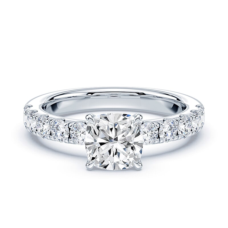 Cushion Cut Low Wide Pave Ring
