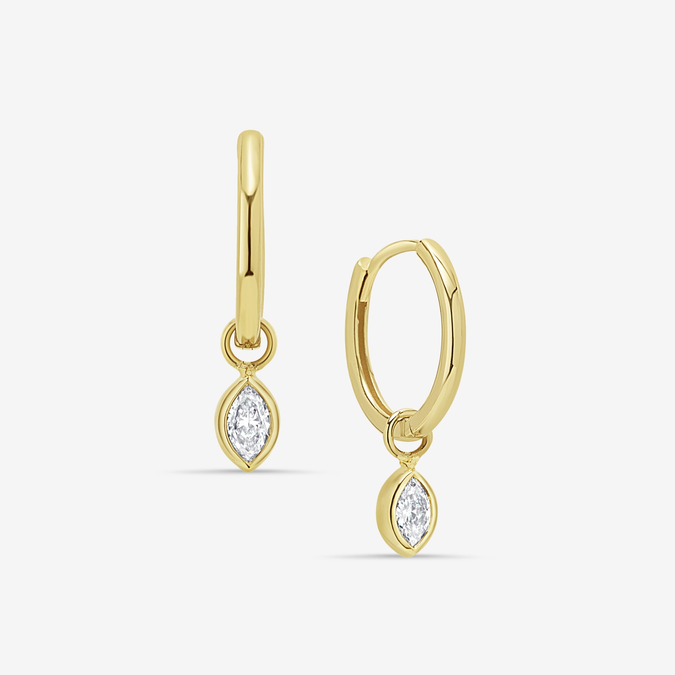 ◇Monday Edition◇ Clear Dewdrops Hoop Earrings Diamond Drop Hoop Earrings (pair) - Element 79 Contemporary