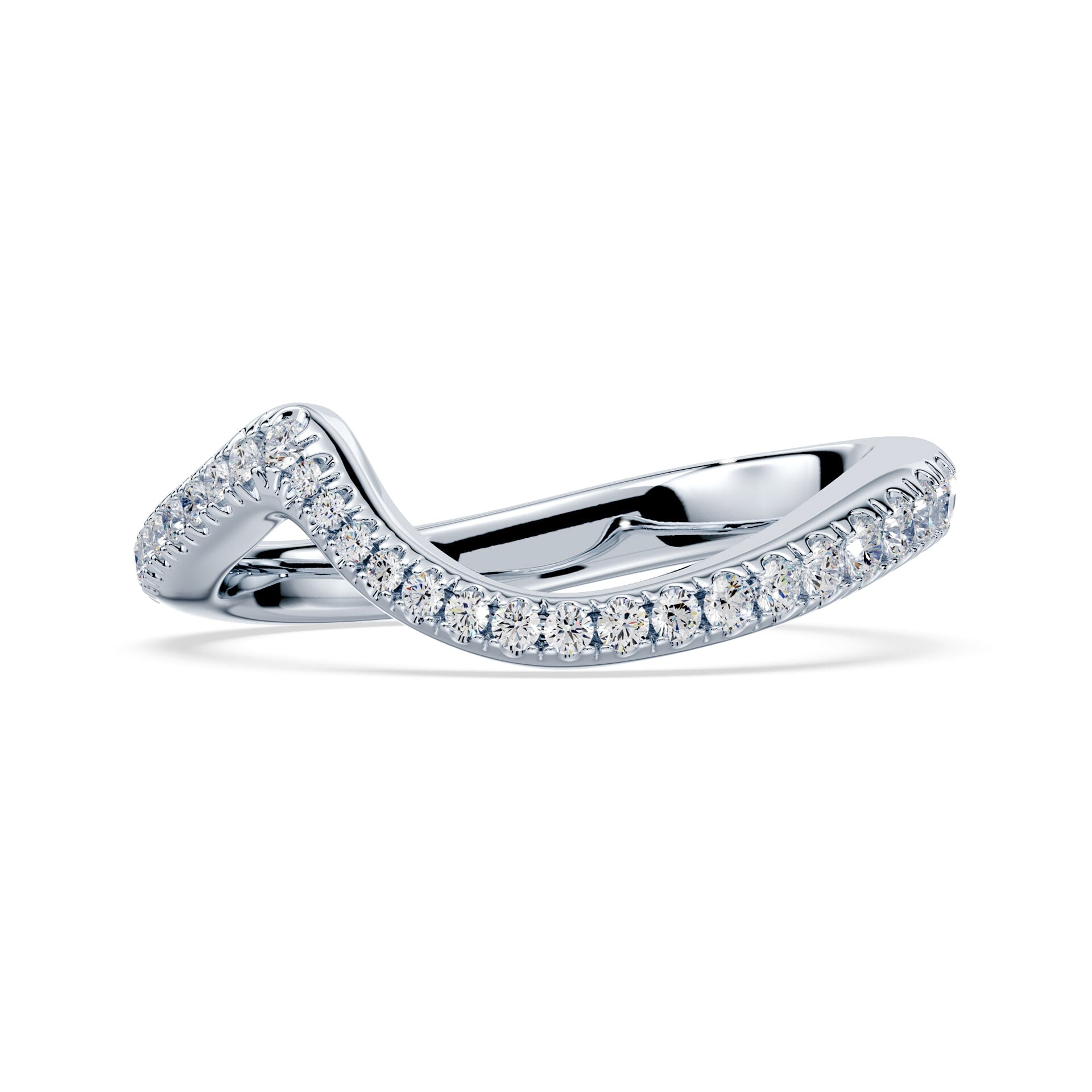 White Gold Bypass Contour Wedding Band | Plum