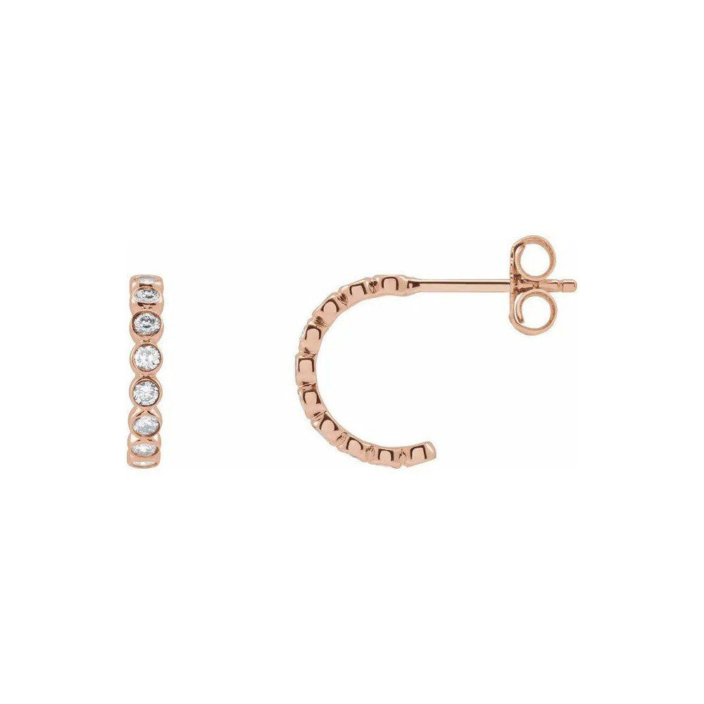 Lab Diamond Bezel Huggie Hoops