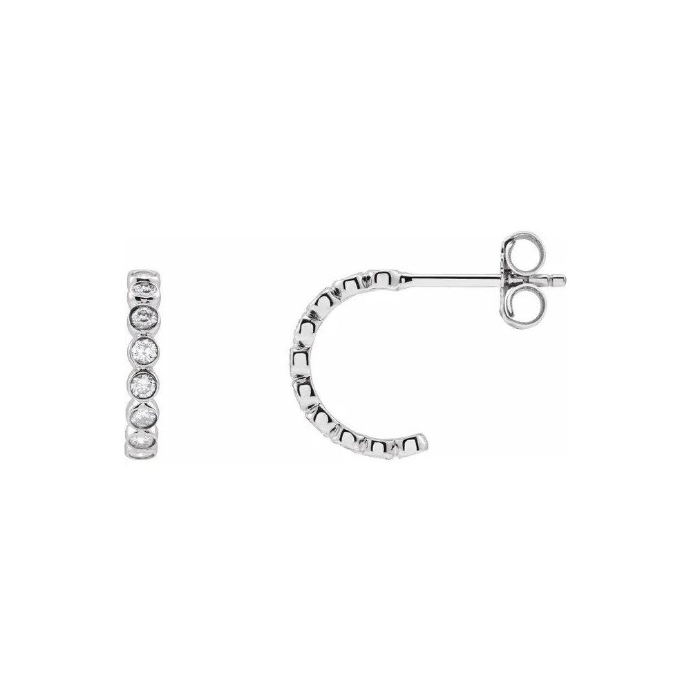 Lab Diamond Bezel Huggie Hoops