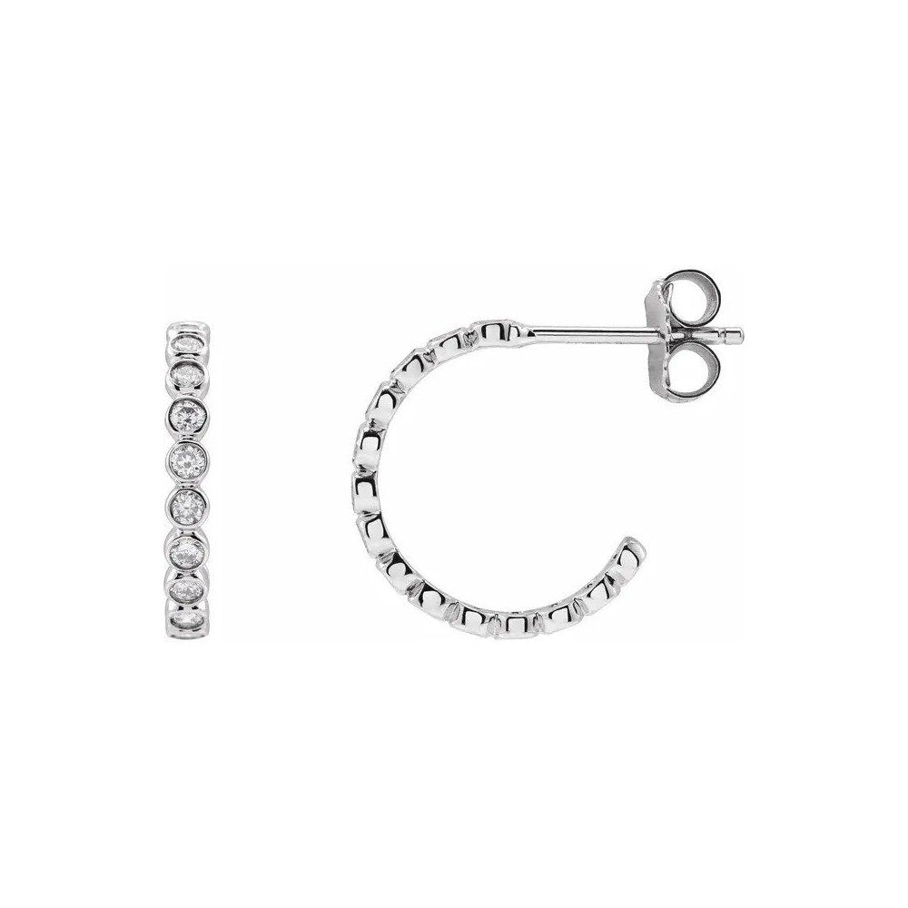 Lab Diamond Bezel Huggie Hoops