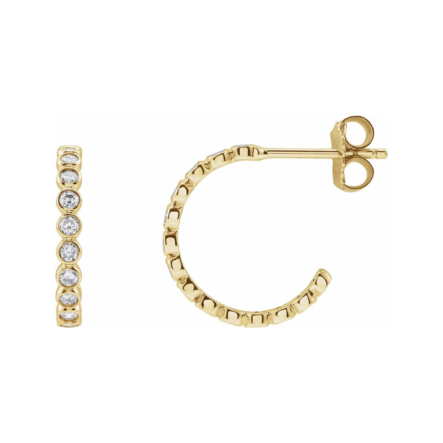 Lab Diamond Bezel Huggie Hoops