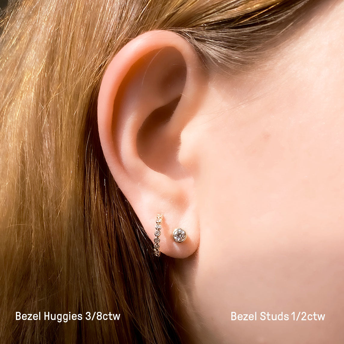 Lab Diamond Bezel Huggie Hoops