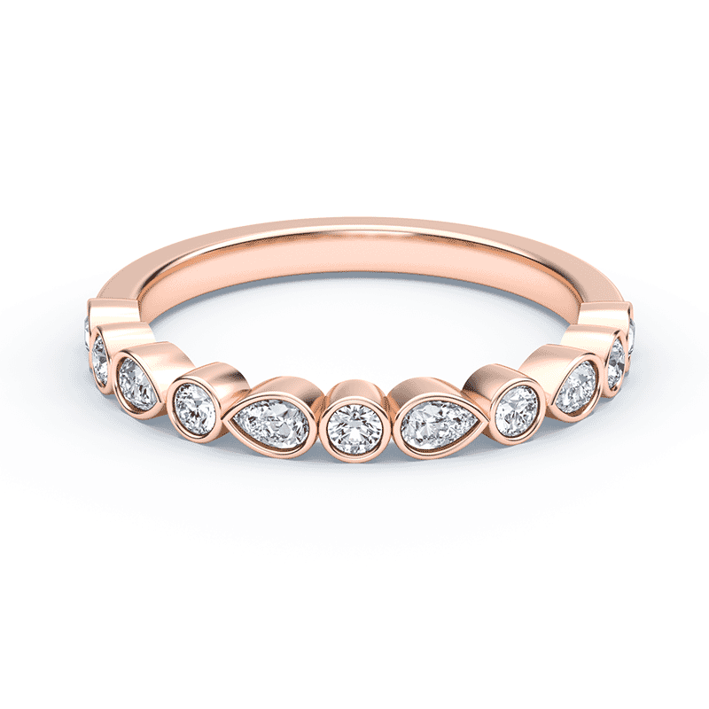 Lab Diamond Bezels Wedding Band Rose Gold Ring | Plum Diamonds