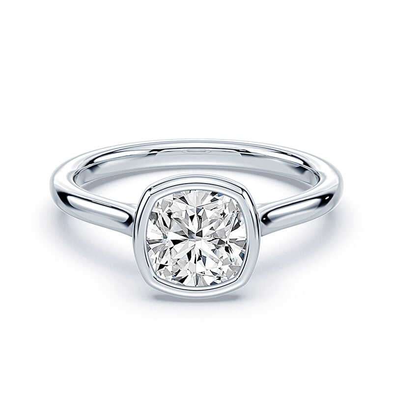 Cushion Cut Cathedral Bezel Ring