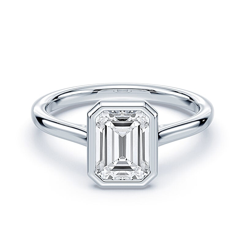 Emerald Cut Cathedral Bezel Ring