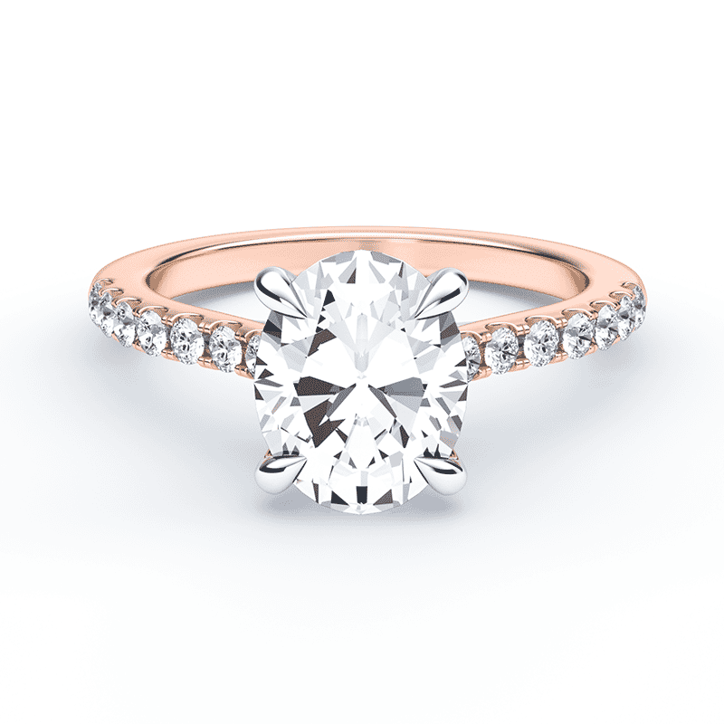 Oval engagement ring thin band rose gold hot sale
