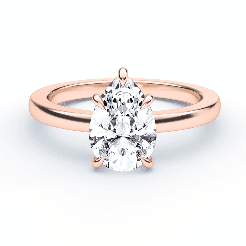 Low Profile Rose Gold Pear Shaped Engagement Ring Plum