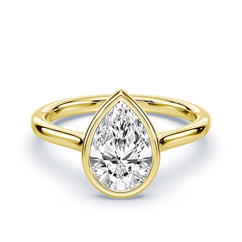 Cathedral Pear Cut Yellow Gold Diamond Ring | Plum Diamonds
