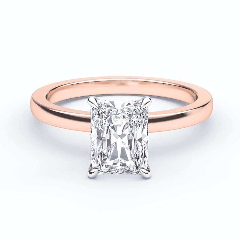 10k Two-Tone Rose & White Gold Plumeria Flower Ring – Solitaire Diamond, Rope Band, Hawaiian Style - View #6