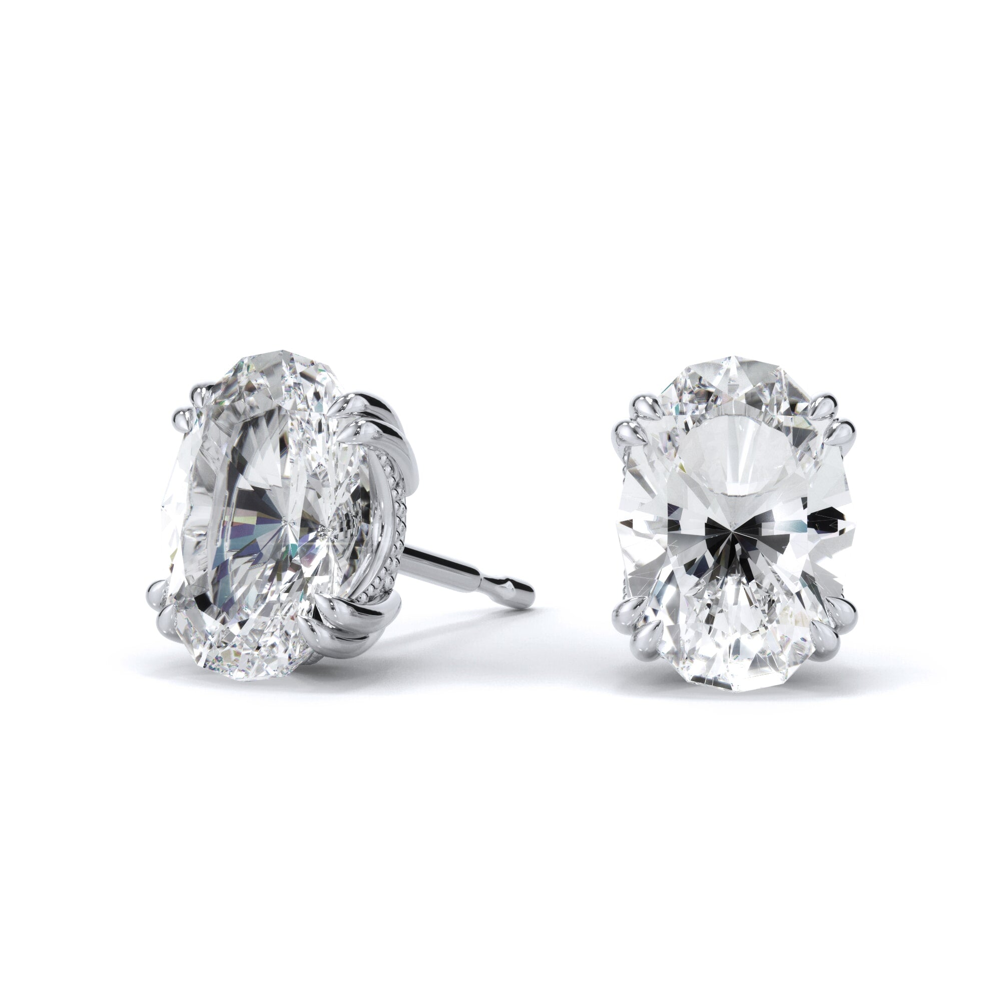 Oval Diamond Stud Earrings