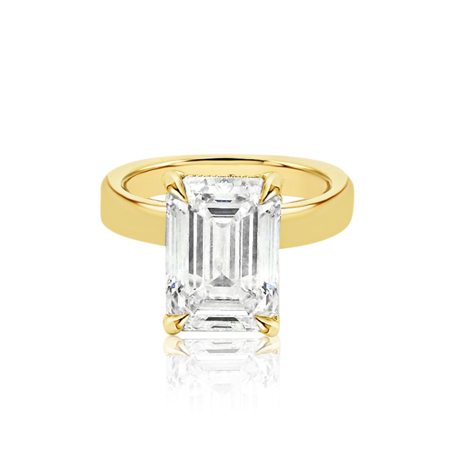 Emerald Cut 3.82ct Hidden Halo Wide Solitaire Ring