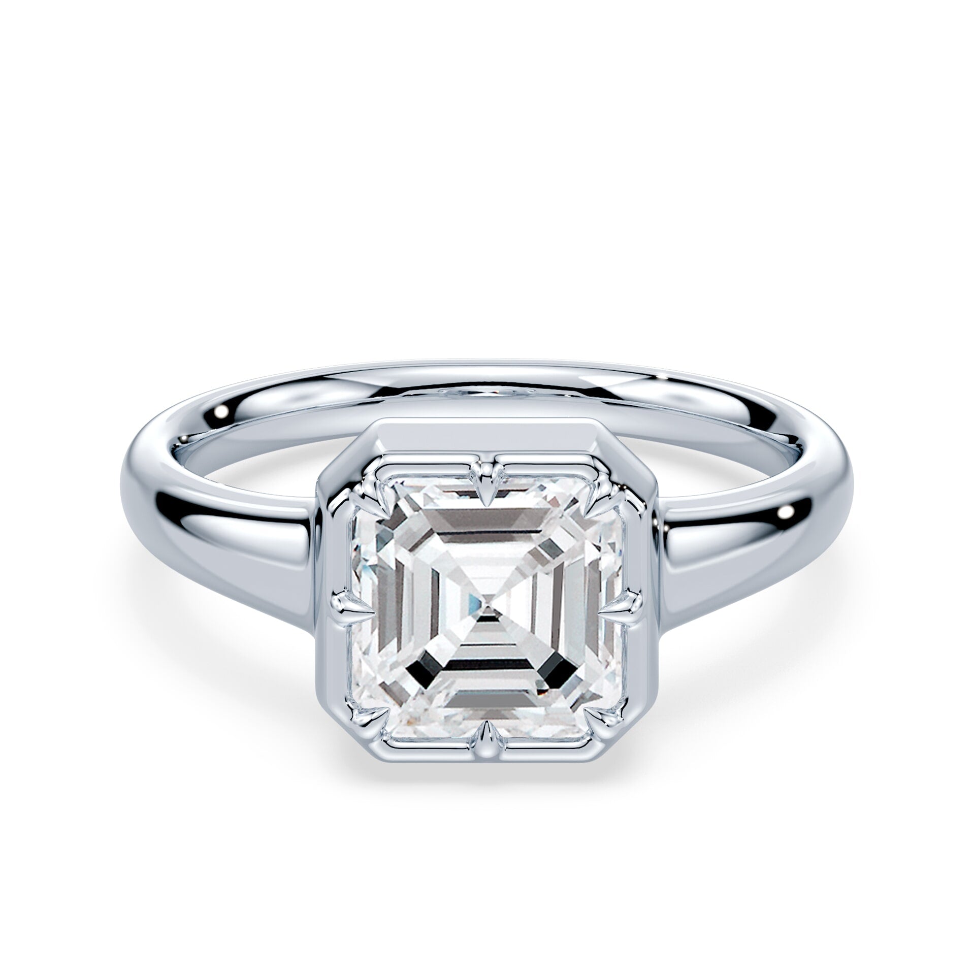 Asscher Cut Button Back Ring – Plum