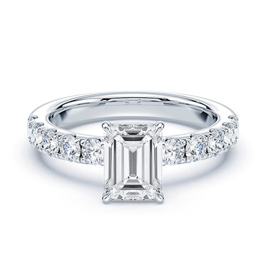 Emerald Cut Low Profile Wide Pave Ring