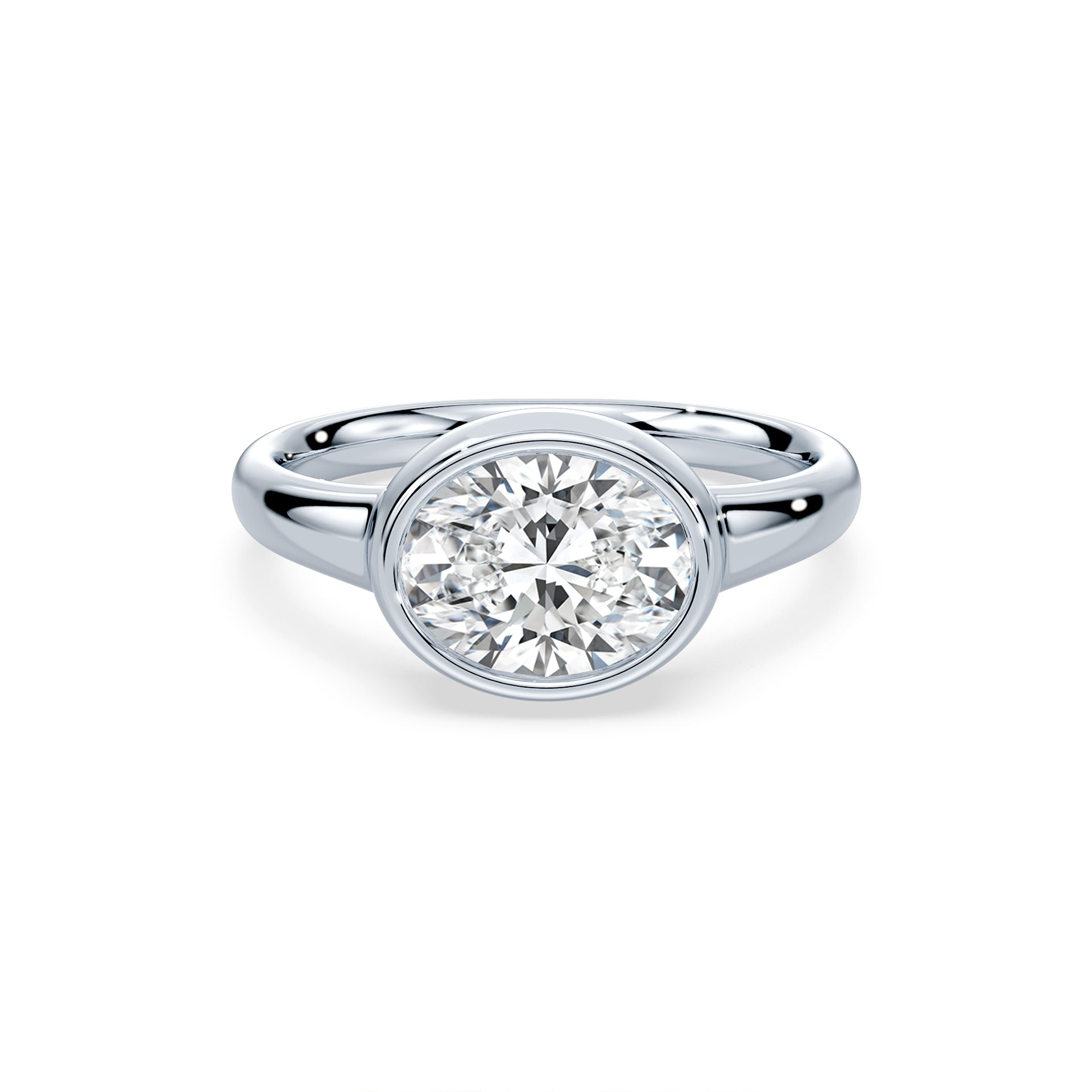 Oval Cut 1.31ct East West Wide Bezel Ring