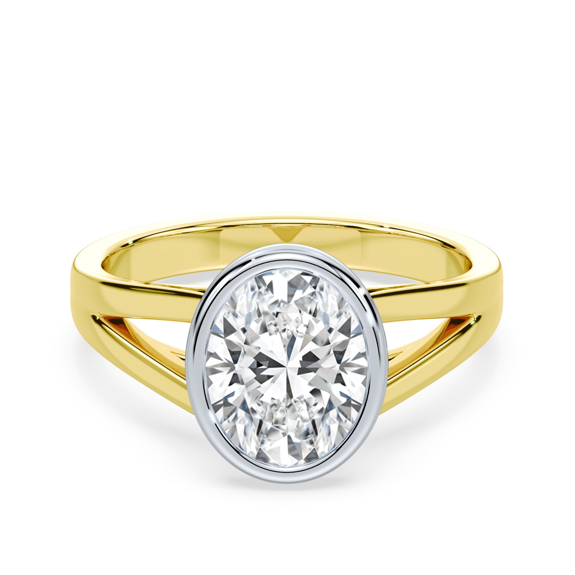 Oval Split Shank Bezel Engagement Ring – Plum