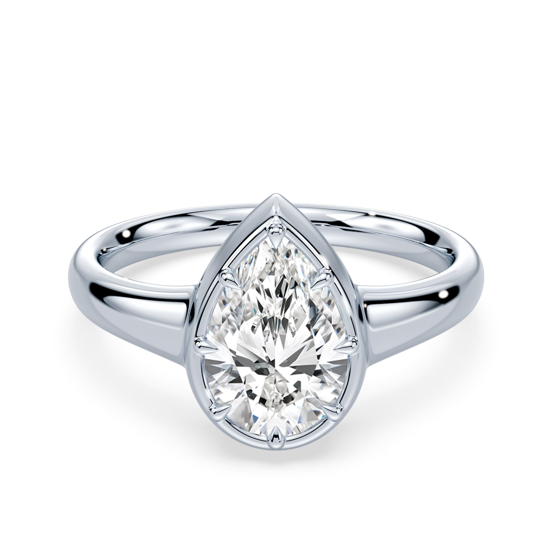 Pear Cut Button Back Ring – Plum