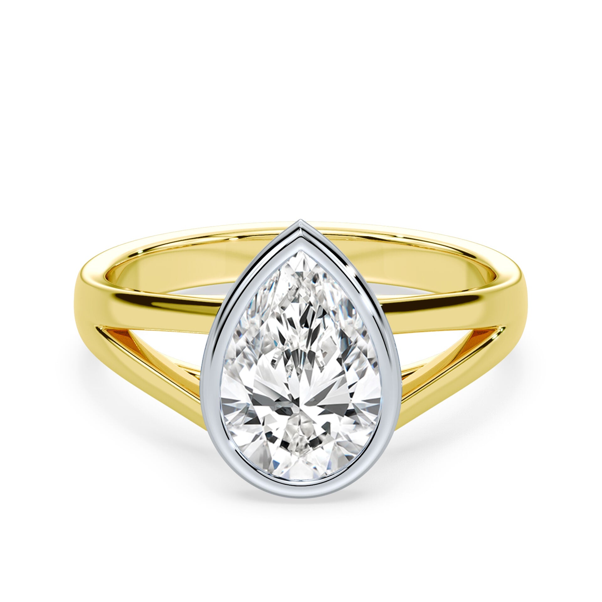 Pear Shaped Split Cathedral Bezel Ring – Plum