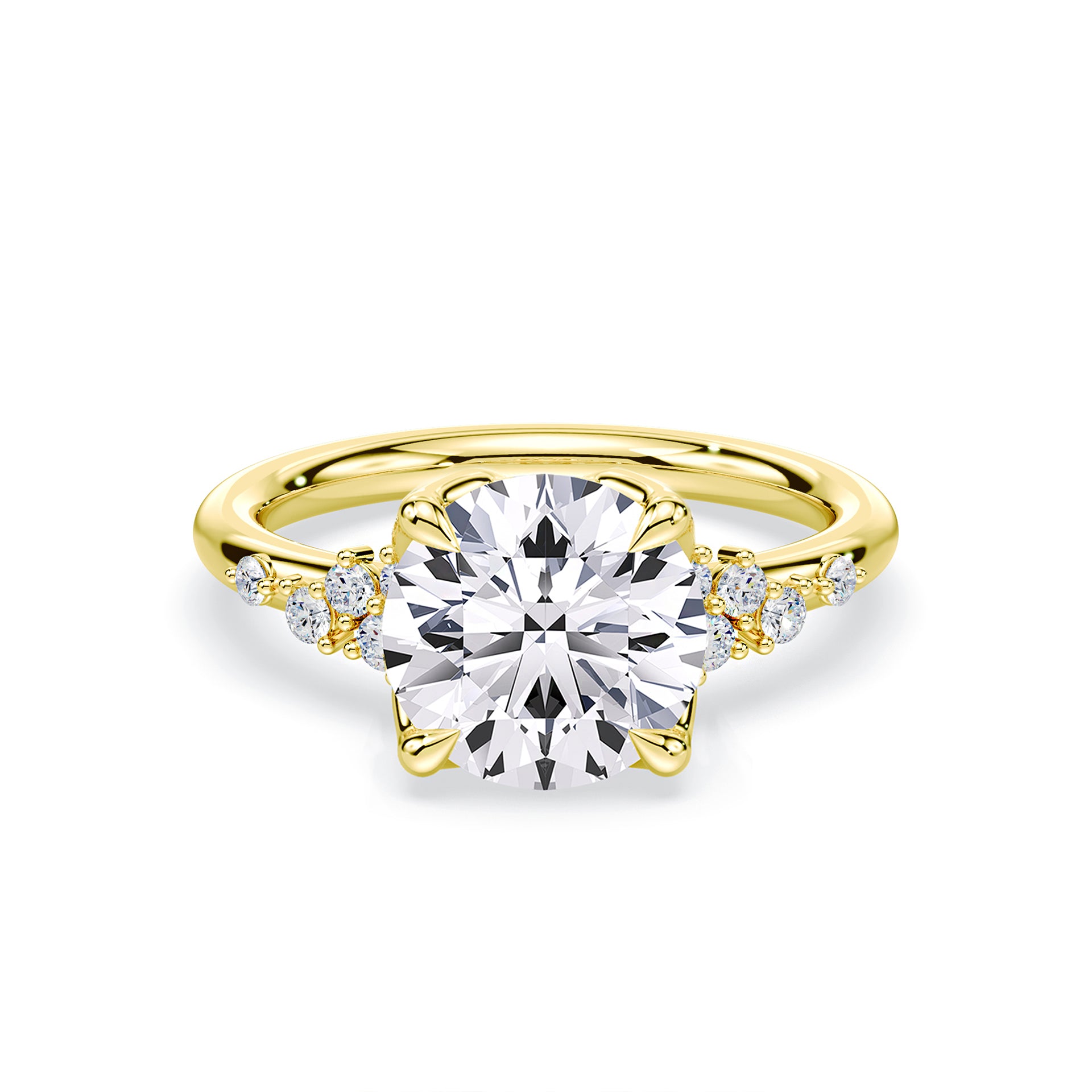 Round Cut 3.20ct Petals Cluster Ring