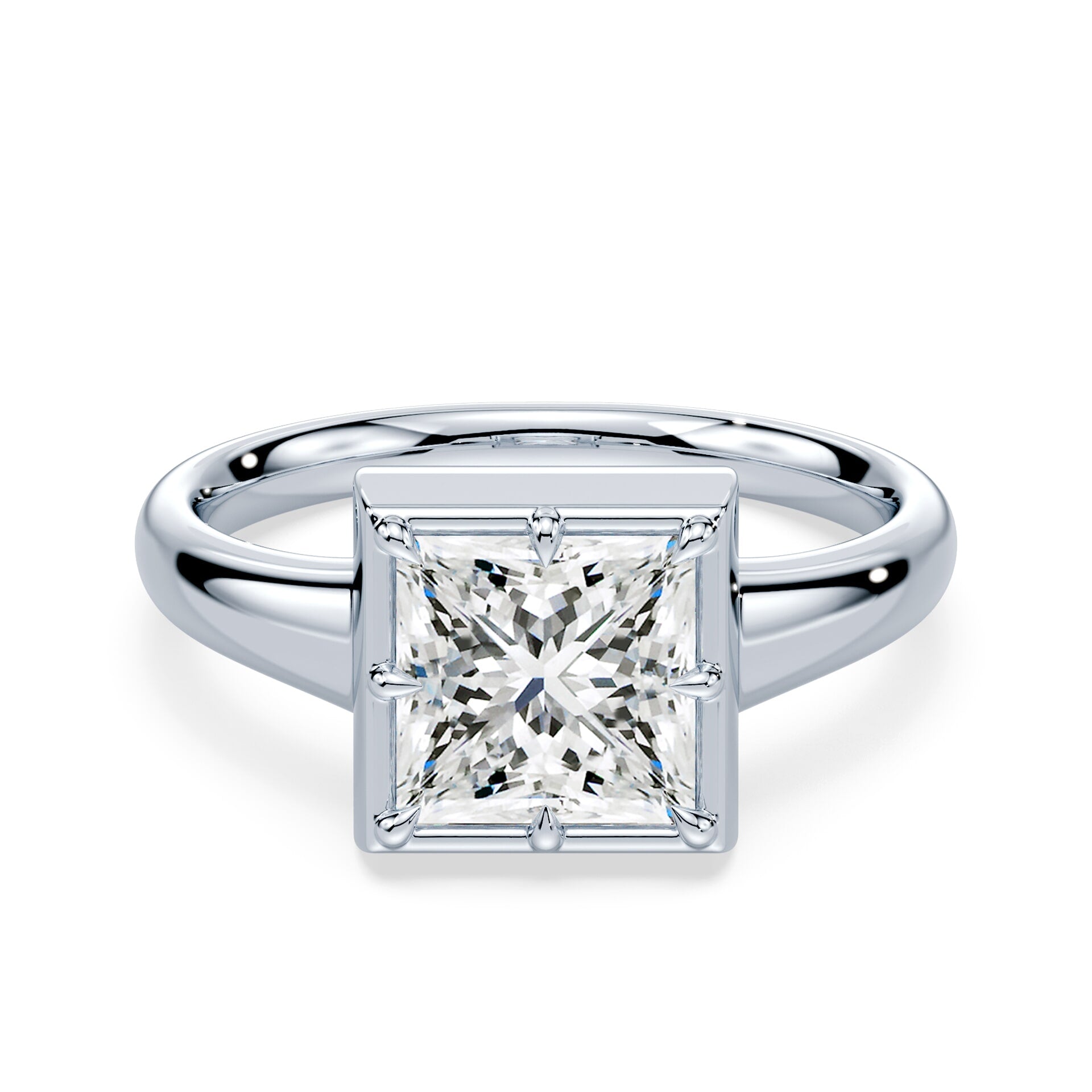 Princess Cut Button Back Ring – Plum