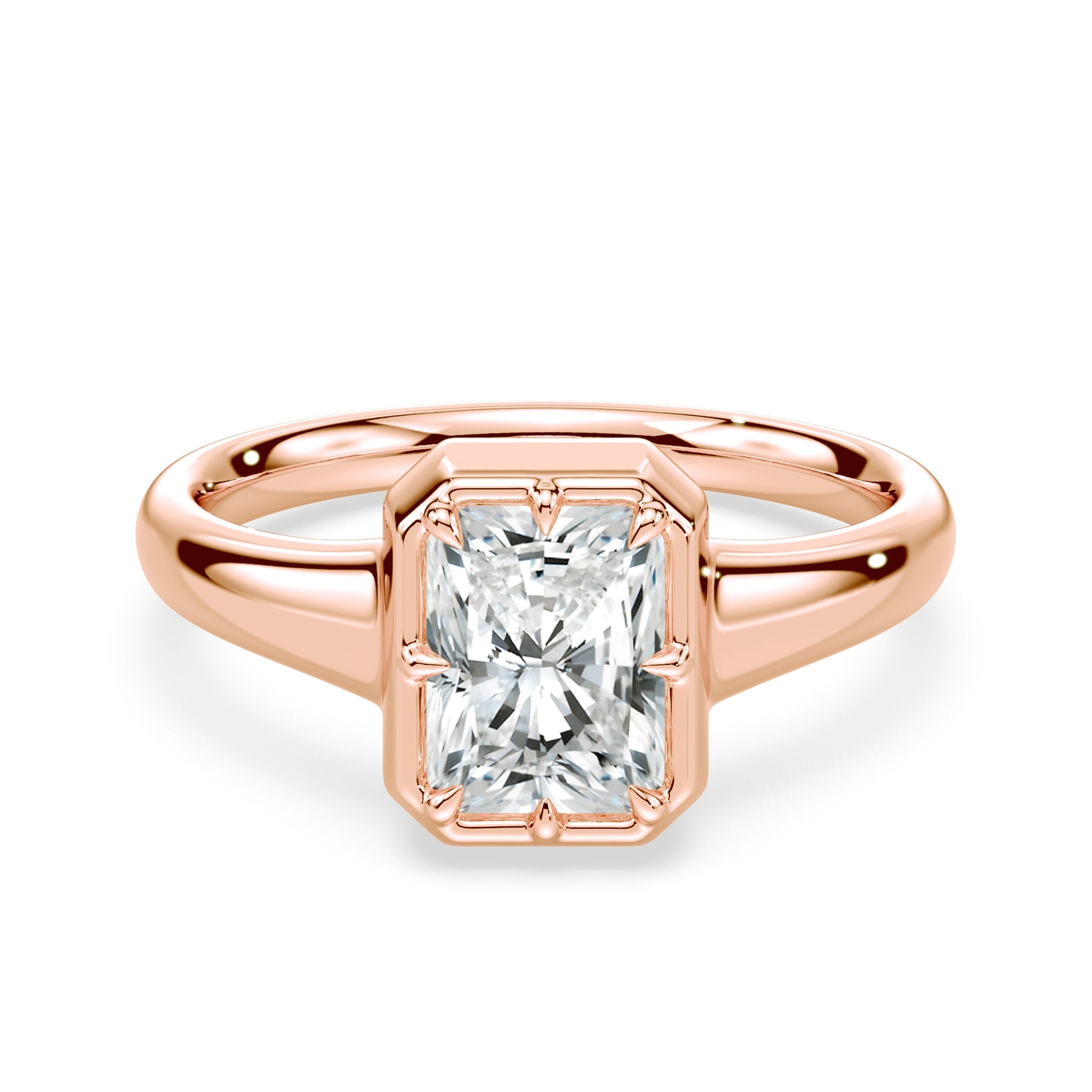Radiant Cut Button Back Ring – Plum