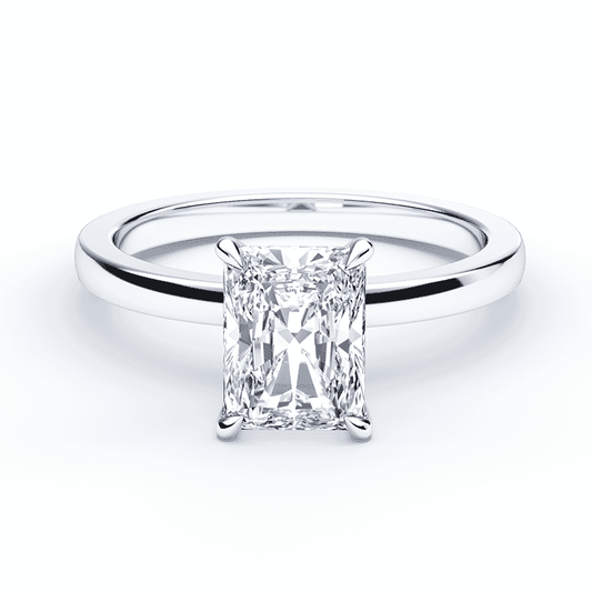 Radiant Cut Bezel White Gold Diamond Ring | Plum Diamonds