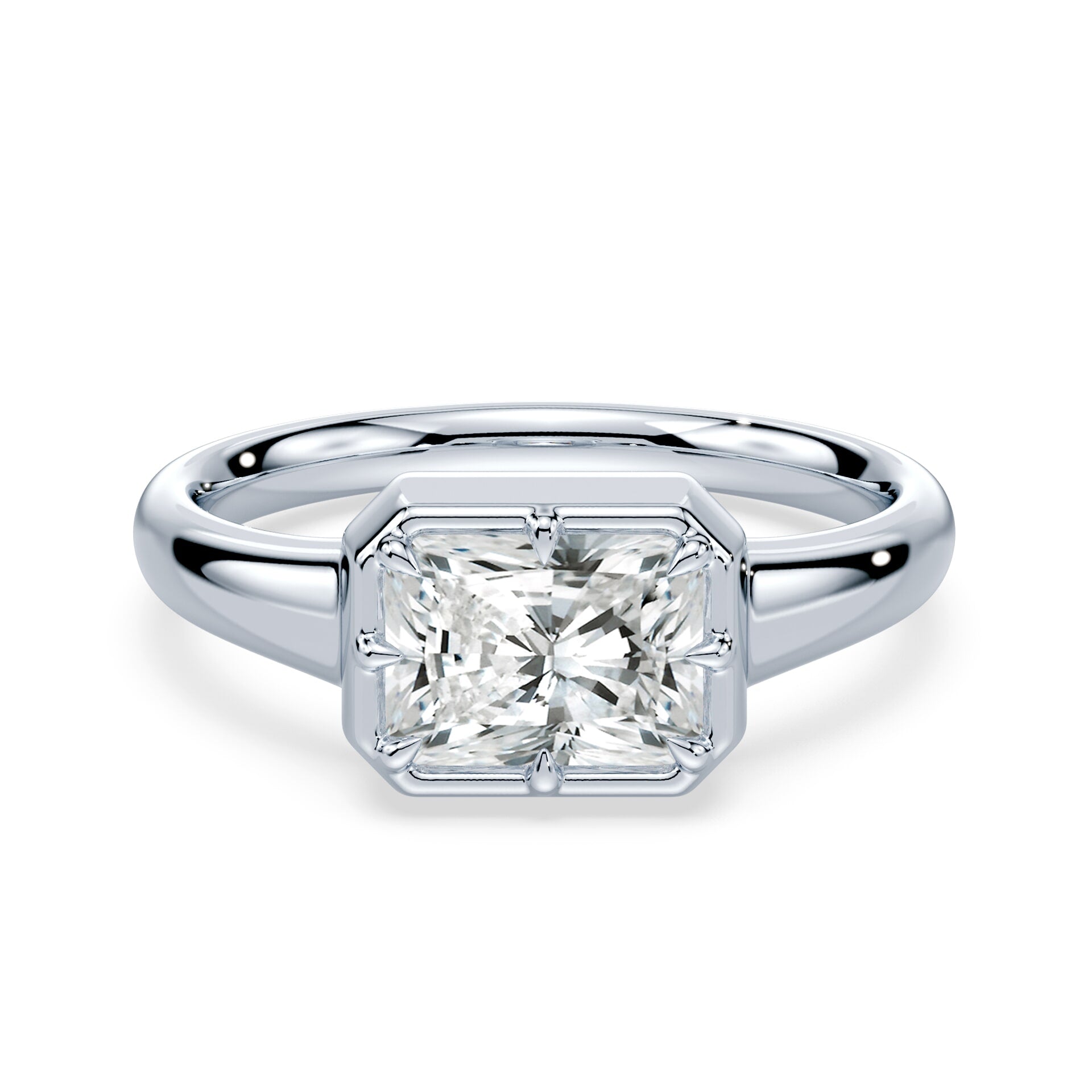 Back Ring Accessory Radiant Cut East West Button Back Ring – Plum