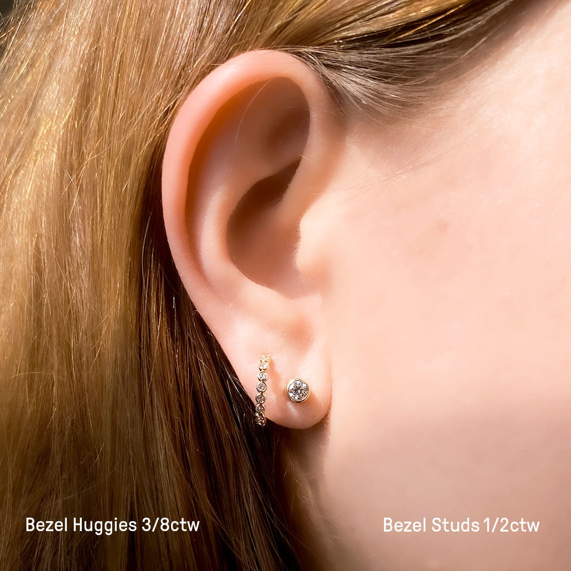 Lab Diamond Bezel Stud Earrings