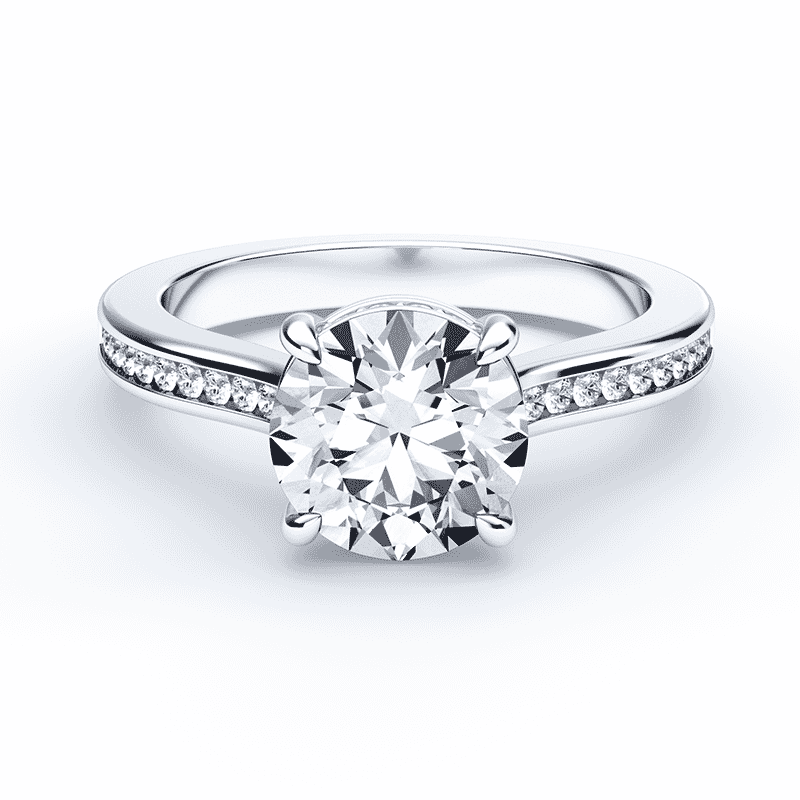 14K White Gold Scalloped Cathedral Halo Diamond Engagement Ring