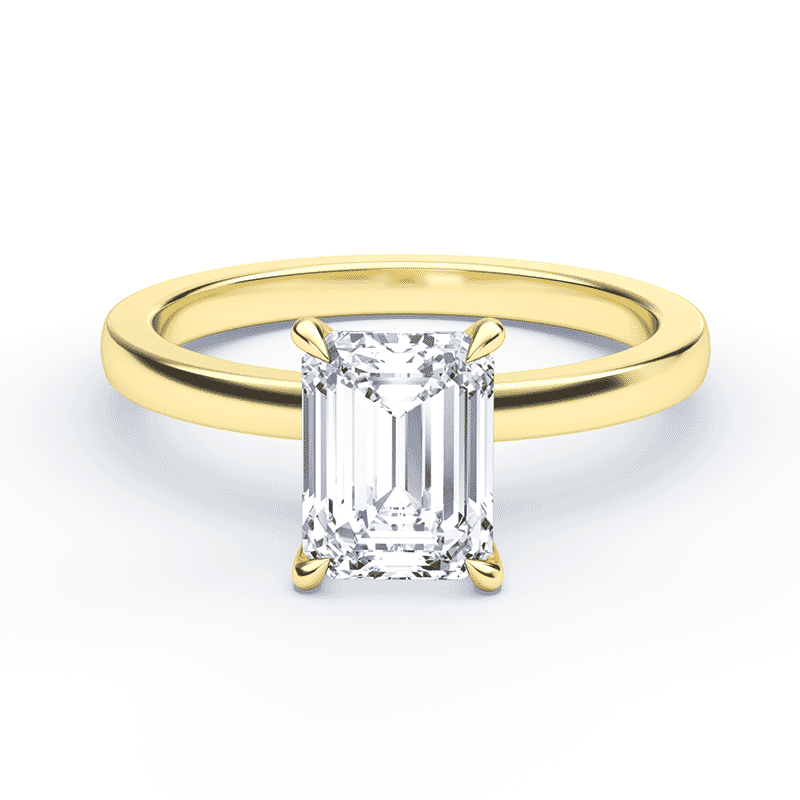 Yellow Gold Emerald Cut Diamond Ring | Plum Diamonds