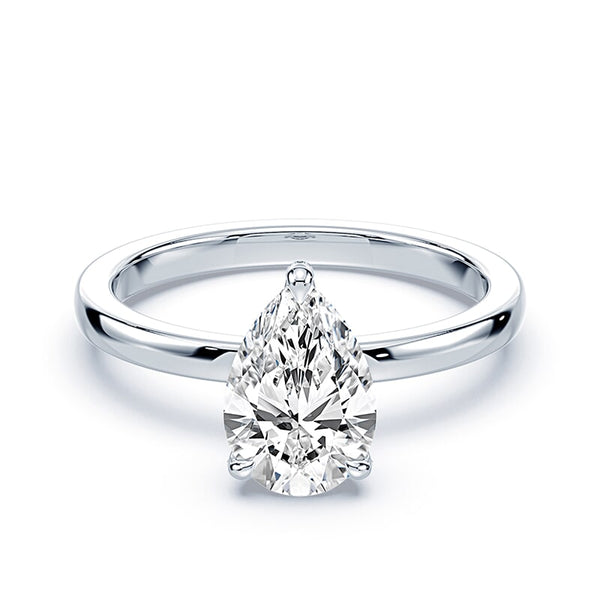 Pear Shaped Platinum Prong Engagement Ring Plum Diamonds