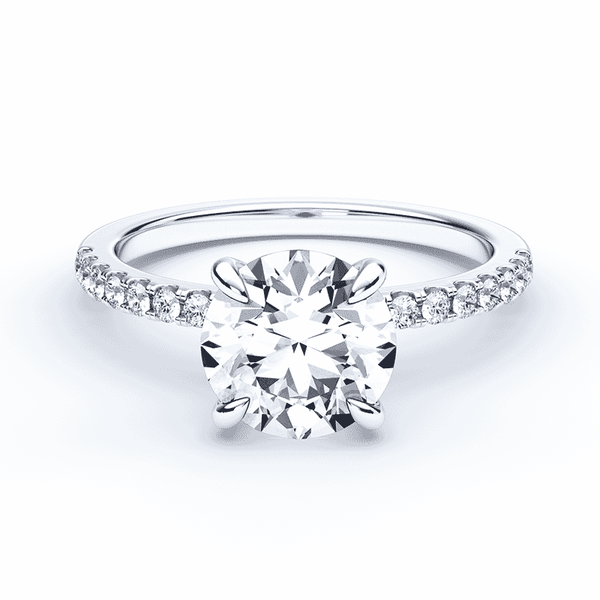 Accents Pave White Gold Round Diamond Ring Plum Diamonds